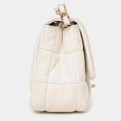 Pre Owned Chanel 2023 White Quilted Lambskin Resin Crystal Monacoco Mini Square Flap Bag