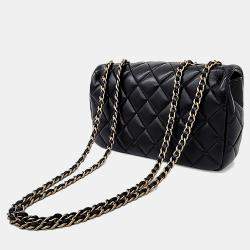 Pre Owned Chanel Black Leather Chanel chain crossbody bag