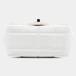 مملوكة مسبقًا Chanel White Mini Square Lambskin Resin Crystal Monacoco Flap