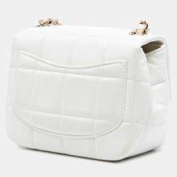 مملوكة مسبقًا Chanel White Mini Square Lambskin Resin Crystal Monacoco Flap