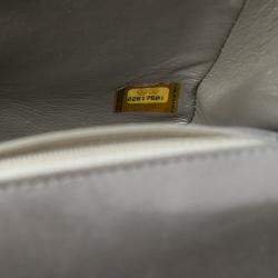 Pre Owned Chanel Silver Mini Square Classic Chevron Iridescent Calfskin Single Flap