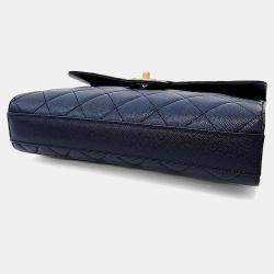 Pre Owned حقيبة شانيل بحمالة سلسلة جلد كافيار أزرق بحري