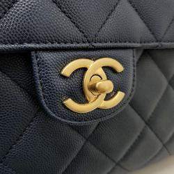 Pre Owned حقيبة شانيل بحمالة سلسلة جلد كافيار أزرق بحري