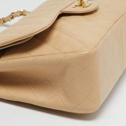 مملوكة مسبقًا حقيبة شانيل جامبو كلاسيك جلد كافيار أسود مبطن بقلاب مزدوج