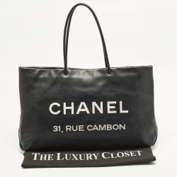 Pre Owned حقيبة يد توتس شانيل جلد أسود 31 رو كامبون