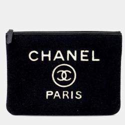 مملوكة مسبقًا حقيبة شانيل دوبلفيل قماش أسود جديدة متوسطة