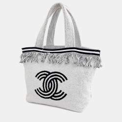 مملوكة مسبقًا Chanel Grey Cotton Beach Bag Towel SET