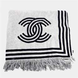 مملوكة مسبقًا Chanel Grey Cotton Beach Bag Towel SET