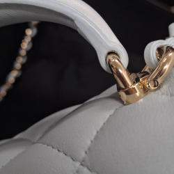 Pre Owned Chanel Mini Rectangle Blue Lambskin Top Handle Bag