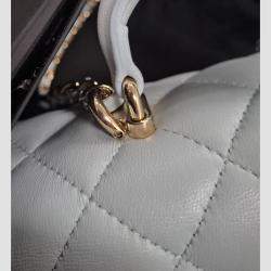 Pre Owned Chanel Mini Rectangle Blue Lambskin Top Handle Bag