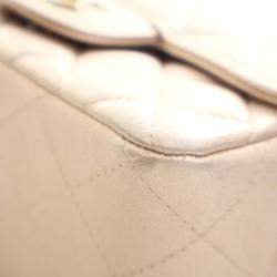 Pre Owned Chanel Gold Mini Square Classic Lambskin Single Flap