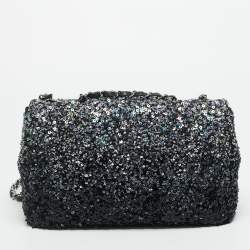 Pre Owned حقيبة شانيل  كلاسيك جلد وسويدي بني مزخرفة كريستال بقلاب متوسطة 