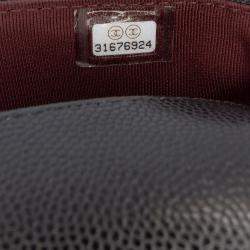 Pre Owned Chanel Black Quilted Caviar Sunglasses Case with Chain