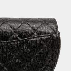 Pre Owned Chanel Black Quilted Caviar Sunglasses Case with Chain