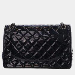 Pre Owned حقيبة شانيل شفافة مزدوجة كبيرة سوداء براءة الاختراع