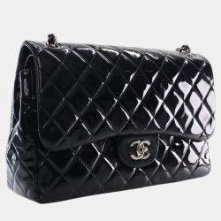 Pre Owned حقيبة شانيل شفافة مزدوجة كبيرة سوداء براءة الاختراع