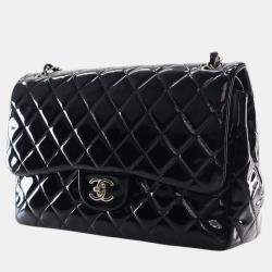 Pre Owned حقيبة شانيل شفافة مزدوجة كبيرة سوداء براءة الاختراع
