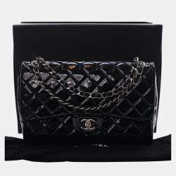 Pre Owned حقيبة شانيل شفافة مزدوجة كبيرة سوداء براءة الاختراع