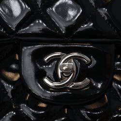 Pre Owned حقيبة شانيل شفافة مزدوجة كبيرة سوداء براءة الاختراع