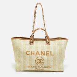 Pre Owned Chanel Deauville Extra Large Tan/Natural Raffia Shopper Tote