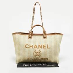 Pre Owned Chanel Deauville Extra Large Tan/Natural Raffia Shopper Tote