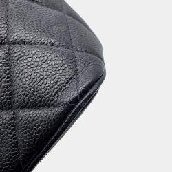 Pre Owned حقيبة شانيل ميداليون توت جلد كافيار أسود