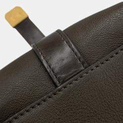 Pre Owned Chanel Cc Logo Chain shoulder Bag Brown Leather