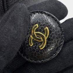 مملوكة مسبقًا حقيبة فانتي شانيل شعار سي سي جلد عجل أسود