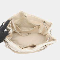 Pre Owned Chanel Matelasse Chaintote Bag Ivory Caviar Leather