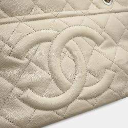 Pre Owned Chanel Matelasse Chaintote Bag Ivory Caviar Leather