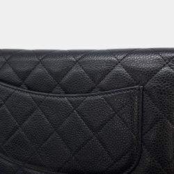 Pre Owned Chanel Matelasse Chain Wallet Black Caviar Leather