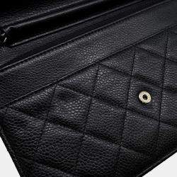 Pre Owned Chanel Matelasse Chain Wallet Black Caviar Leather