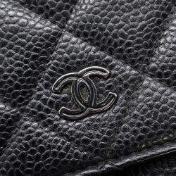 Pre Owned Chanel Matelasse Chain Wallet Black Caviar Leather