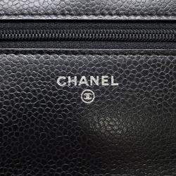 Pre Owned Chanel Matelasse Chain Wallet Black Caviar Leather