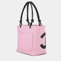 مملوكة مسبقًا Chanel Cambon Line Large Tote Pink/Black Leather Size Large