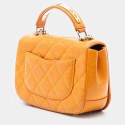 Pre Owned حقيبة شانيل رفرف صغيرة كافيار مبطن برتقالي
