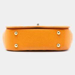 Pre Owned حقيبة شانيل رفرف صغيرة كافيار مبطن برتقالي