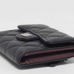 Pre Owned Chanel Classic Small Black Quilted Caviar Leather Flap Wallet
