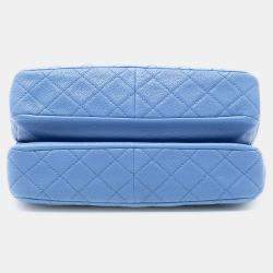 مملوكة مسبقًا Chanel Blue Jumbo Quilted Caviar Double Compartment Chain Flap