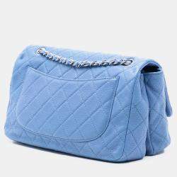 مملوكة مسبقًا Chanel Blue Jumbo Quilted Caviar Double Compartment Chain Flap