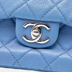 مملوكة مسبقًا Chanel Blue Jumbo Quilted Caviar Double Compartment Chain Flap