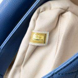 مملوكة مسبقًا Chanel Blue Jumbo Quilted Caviar Double Compartment Chain Flap