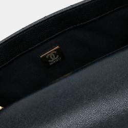 Pre Owned حقيبة شانيل يد علوية ميني أسود مبطن كافيار بغطاء