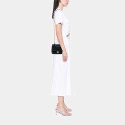 Pre Owned حقيبة شانيل يد علوية ميني أسود مبطن كافيار بغطاء