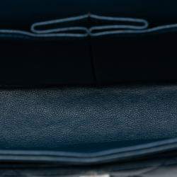 Pre Owned Chanel Blue Small Classic Lambskin Double Flap