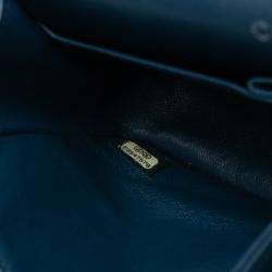 Pre Owned Chanel Blue Small Classic Lambskin Double Flap