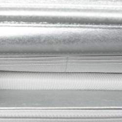 Pre Owned Chanel Silver CC Chevron Metallic Lambskin Wallet On Chain