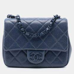 مملوكة مسبقًا Chanel Blue Mini Square Caviar Incognito Flap