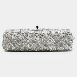 مملوكة مسبقًا Chanel Silver Medium Satin Seasonal Sequin Flap