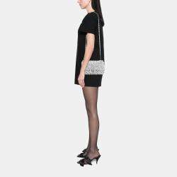 مملوكة مسبقًا Chanel Silver Medium Satin Seasonal Sequin Flap